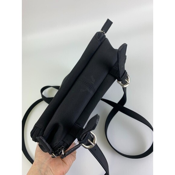 Vintage Nine West Mini Backpack Black Zip Around Rectangle Flat Snap Microfiber - Picture 6 of 15